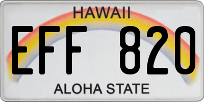 HI license plate EFF820