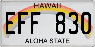 HI license plate EFF830