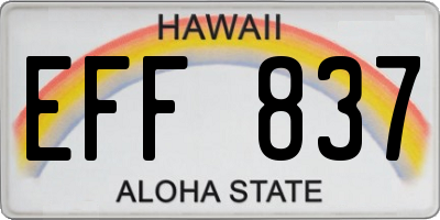HI license plate EFF837