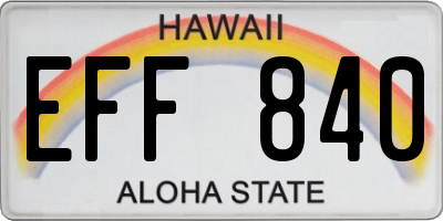 HI license plate EFF840