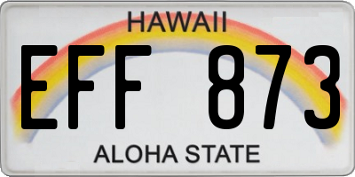 HI license plate EFF873