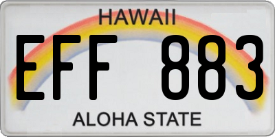 HI license plate EFF883