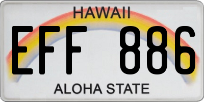HI license plate EFF886