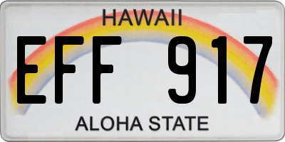 HI license plate EFF917