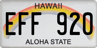 HI license plate EFF920