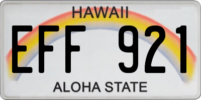 HI license plate EFF921