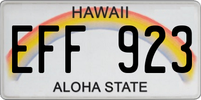HI license plate EFF923
