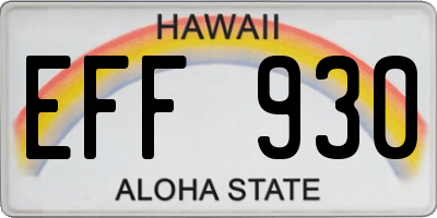 HI license plate EFF930