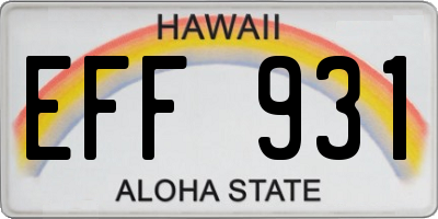 HI license plate EFF931