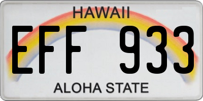 HI license plate EFF933