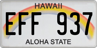 HI license plate EFF937