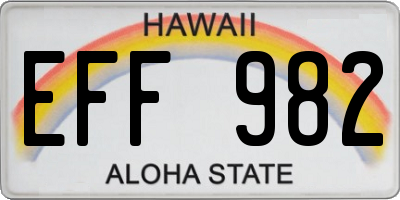 HI license plate EFF982