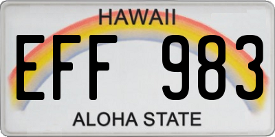 HI license plate EFF983
