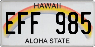 HI license plate EFF985