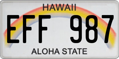 HI license plate EFF987