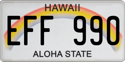 HI license plate EFF990