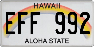 HI license plate EFF992