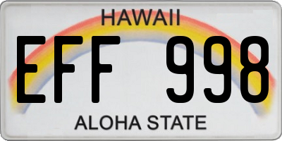 HI license plate EFF998
