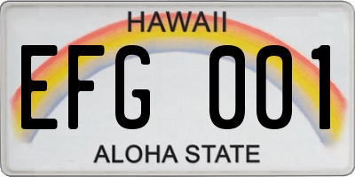 HI license plate EFG001