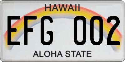 HI license plate EFG002