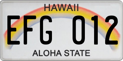 HI license plate EFG012