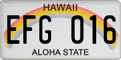 HI license plate EFG016