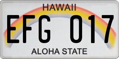 HI license plate EFG017