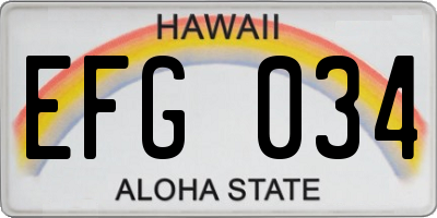 HI license plate EFG034