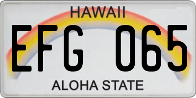 HI license plate EFG065