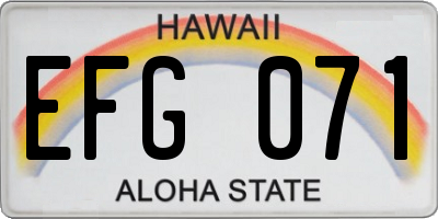 HI license plate EFG071