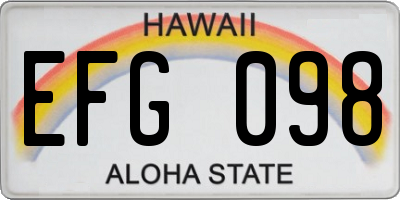 HI license plate EFG098