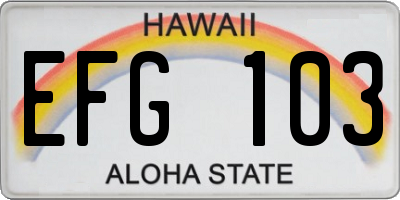 HI license plate EFG103