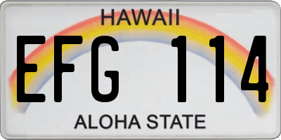 HI license plate EFG114