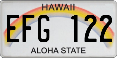 HI license plate EFG122