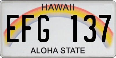 HI license plate EFG137