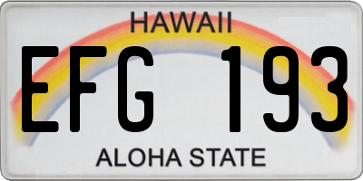 HI license plate EFG193