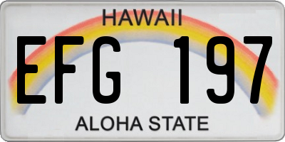 HI license plate EFG197