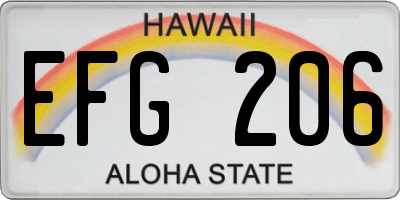 HI license plate EFG206