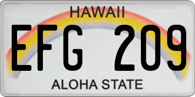 HI license plate EFG209