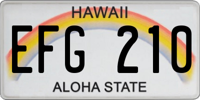 HI license plate EFG210
