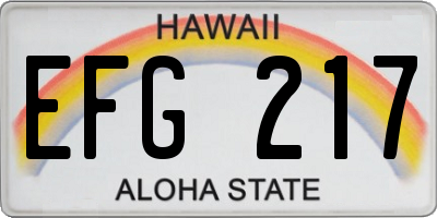 HI license plate EFG217