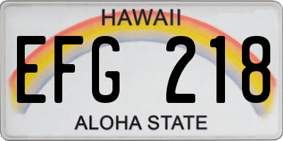 HI license plate EFG218