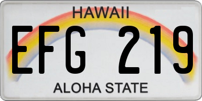 HI license plate EFG219