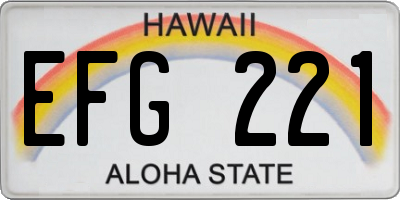 HI license plate EFG221