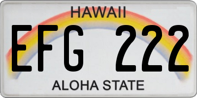 HI license plate EFG222