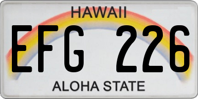 HI license plate EFG226