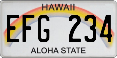 HI license plate EFG234