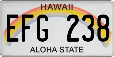HI license plate EFG238