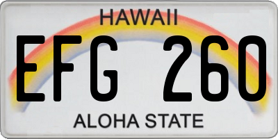 HI license plate EFG260