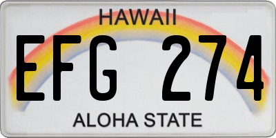 HI license plate EFG274